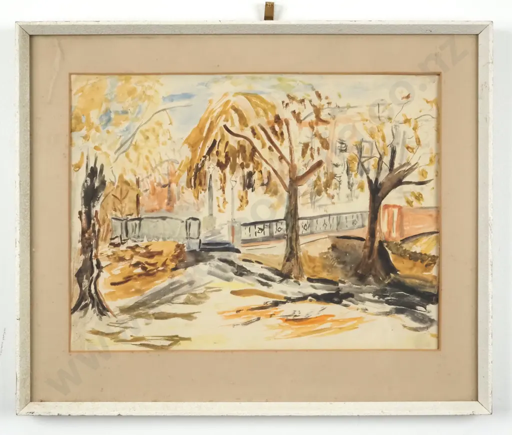 Unsigned. By the Avon, Christchurch NZ. Watercolour. Image 1++