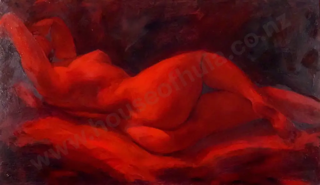 Philip Beadle. Nude in Red. Oil on Canvas. Image 1++