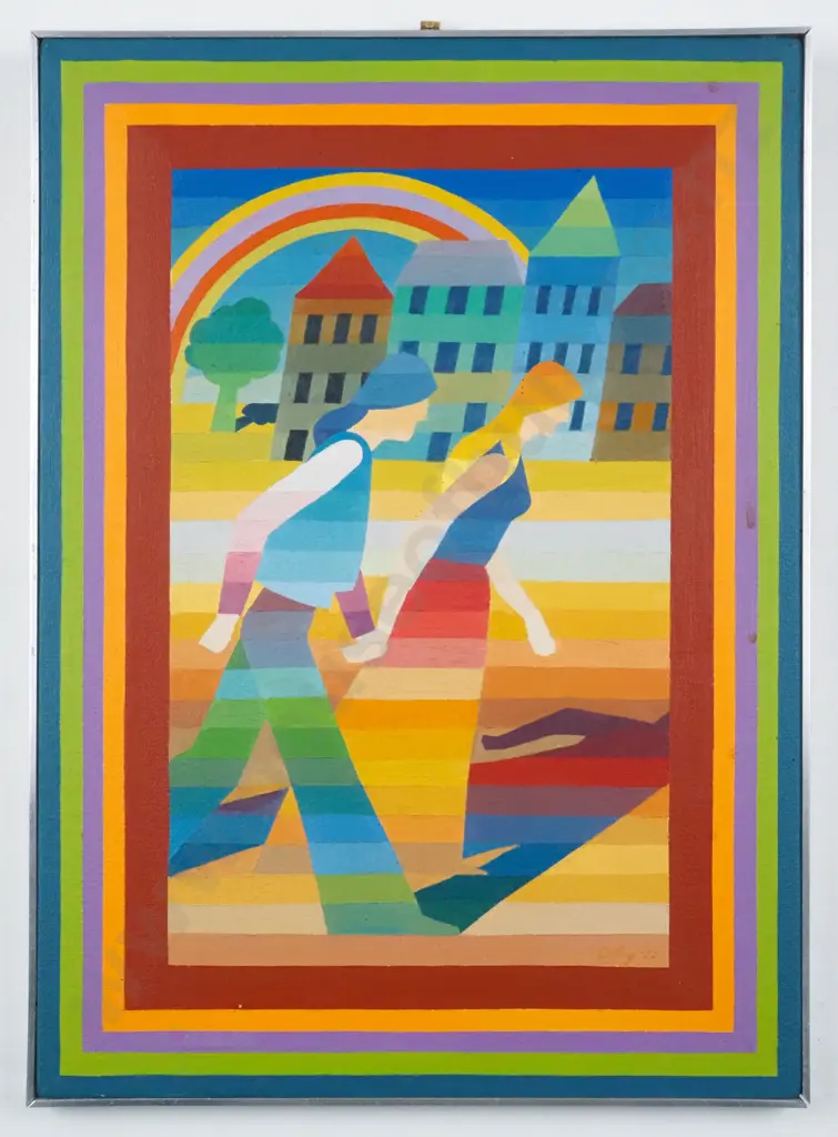 John Coley. 1975. After the Rain - Abstract w Rainbow. Acrylic. Image 1++