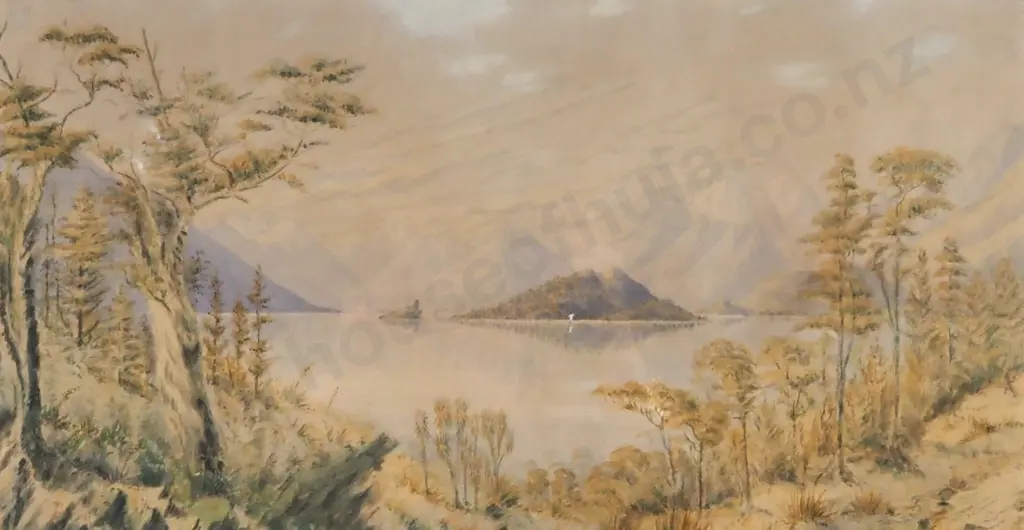 E A Chapman. 1889. Lake Wakatipu. Watercolour. Image 1++