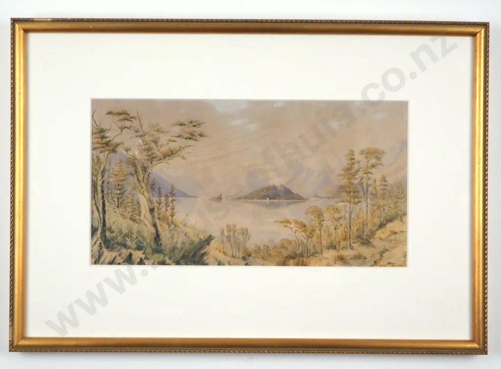 E A Chapman. 1889. Lake Wakatipu. Watercolour. Image 1++