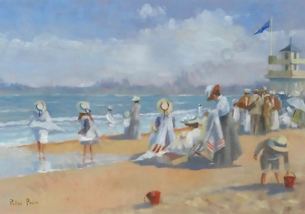 Peter Price. Day At The Beach. Oil on Board. Image 1++