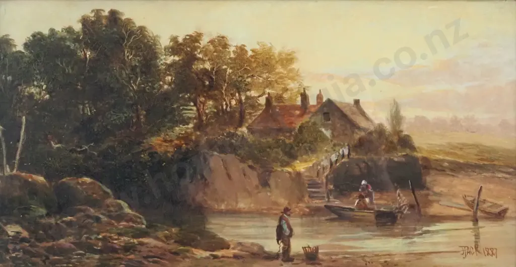 John Jack. 1887. Cottage by the River. Oil on Board. Image 1++