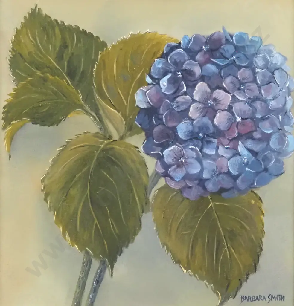 Barbara Smith. Still Life- Hydrangea. Acrylic on Canvas. Image 1++