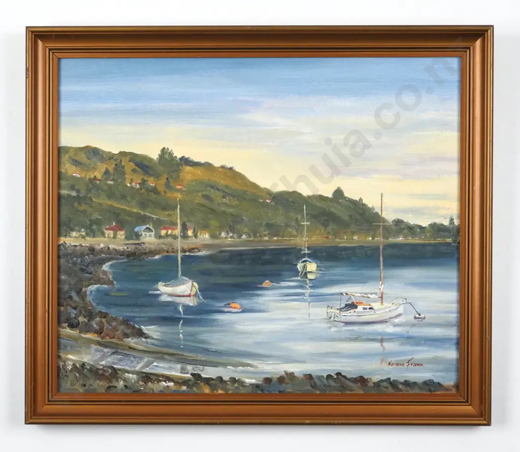 Norman France. Landscape - Sea and Yachts.  Oil on Board. Image 1++