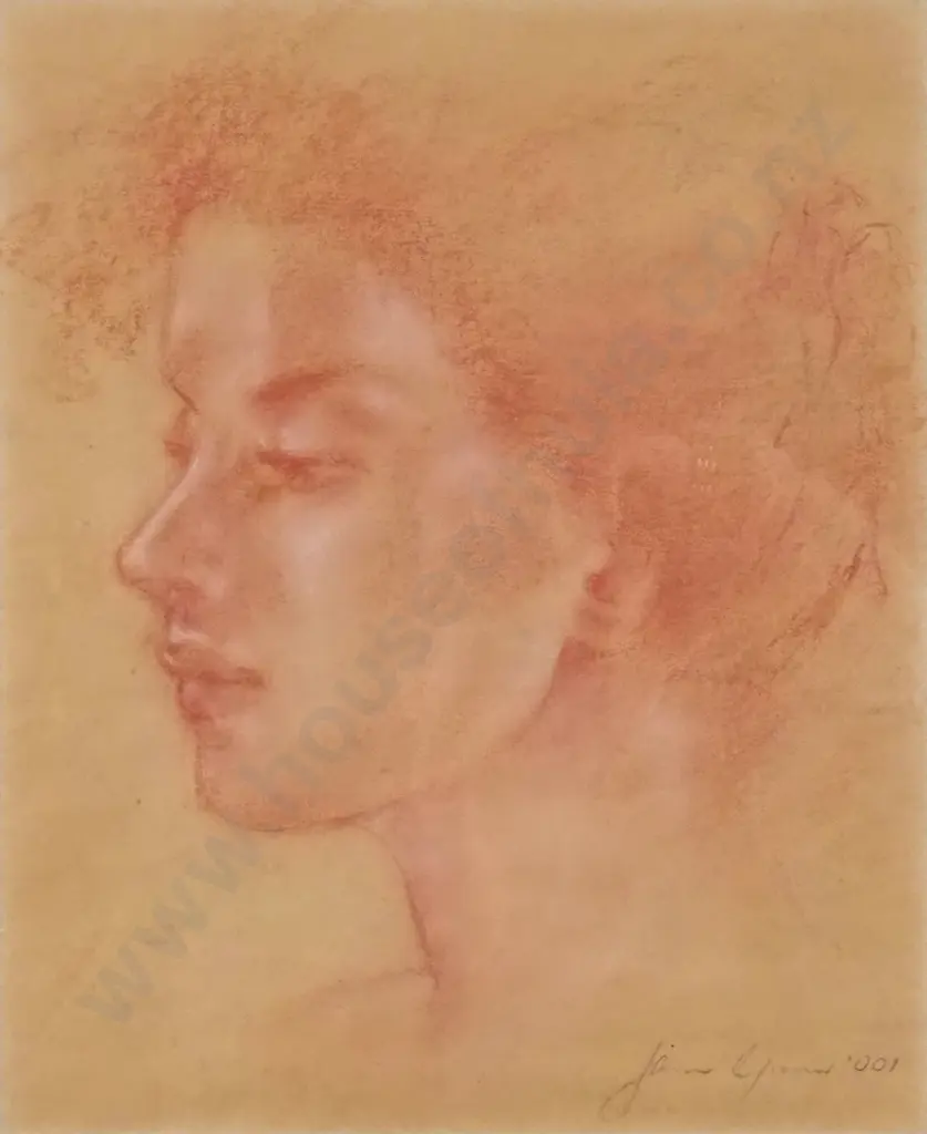 Signature Undecipherable. '001. Head of Woman. Pastel on Paper. Image 1++