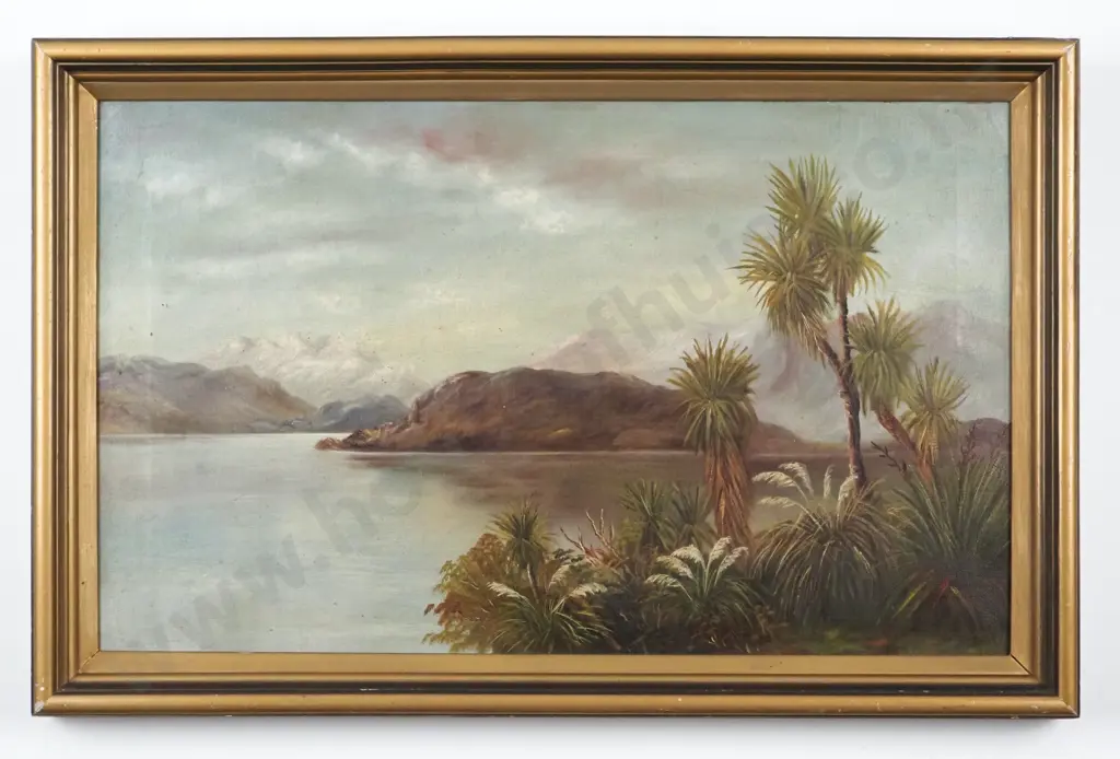 Colonial Scene with Cabbage Trees. Oil On Canvas. Image 1++
