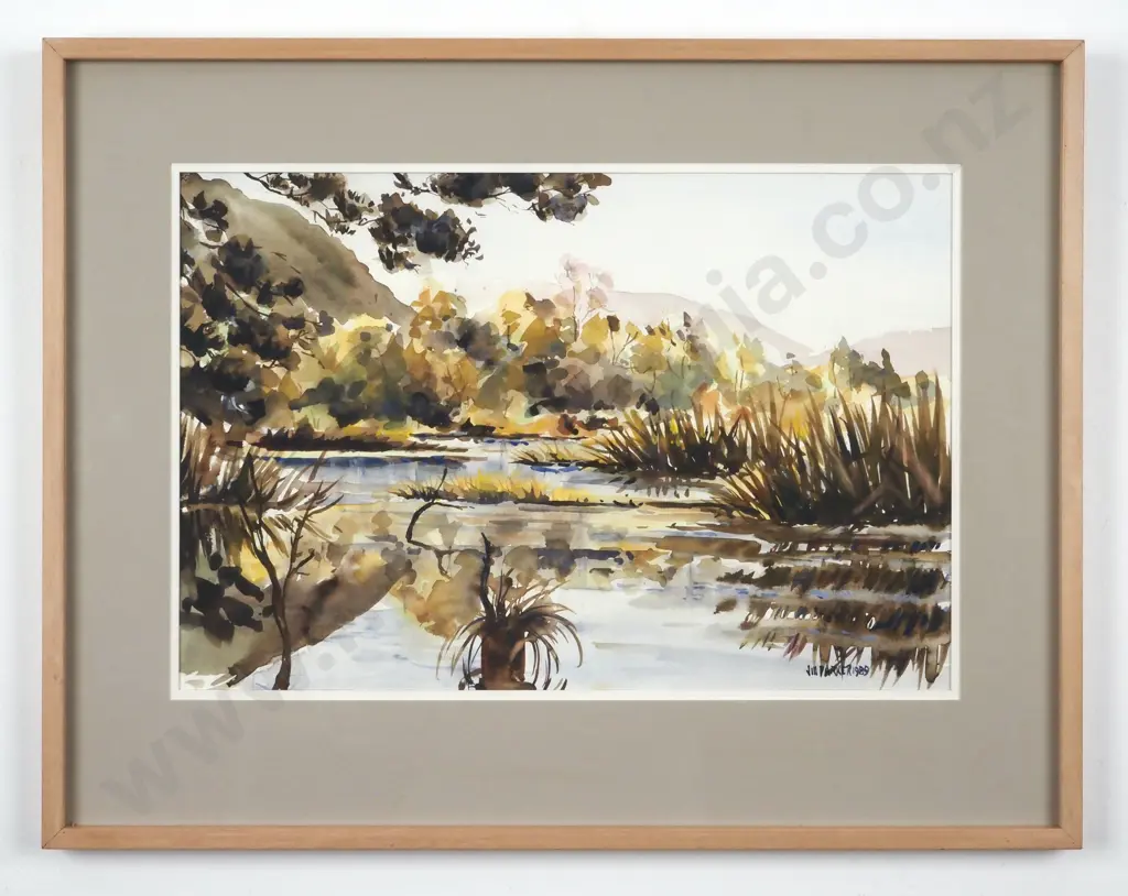 Jill Parker. 1989. Mirror Lake, West Coast. Watercolour. Image 1++