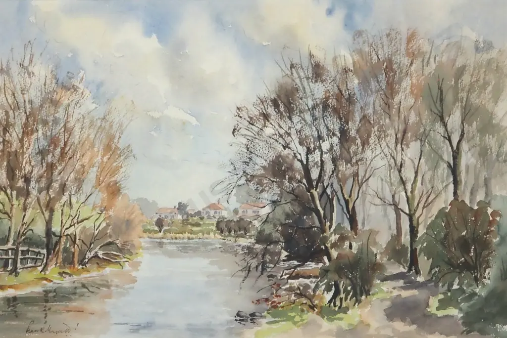 Frank Myatt. Riverside Walk, Collingham. Watercolour. Image 1++