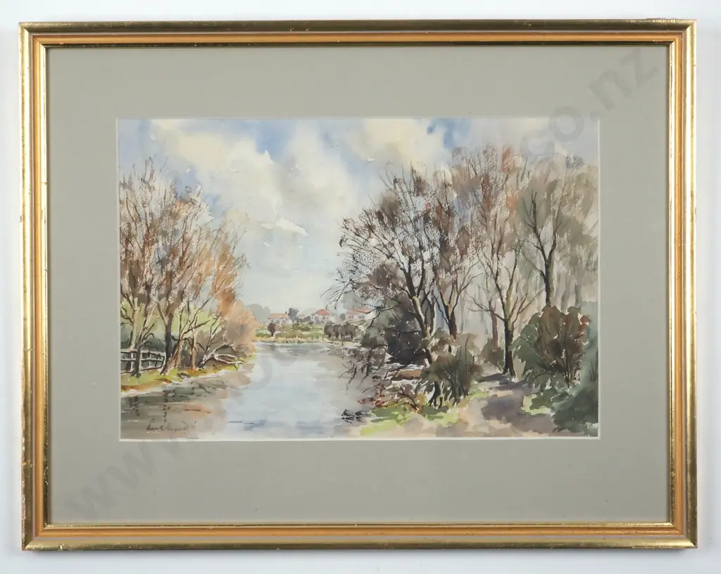 Frank Myatt. Riverside Walk, Collingham. Watercolour. Image 1++