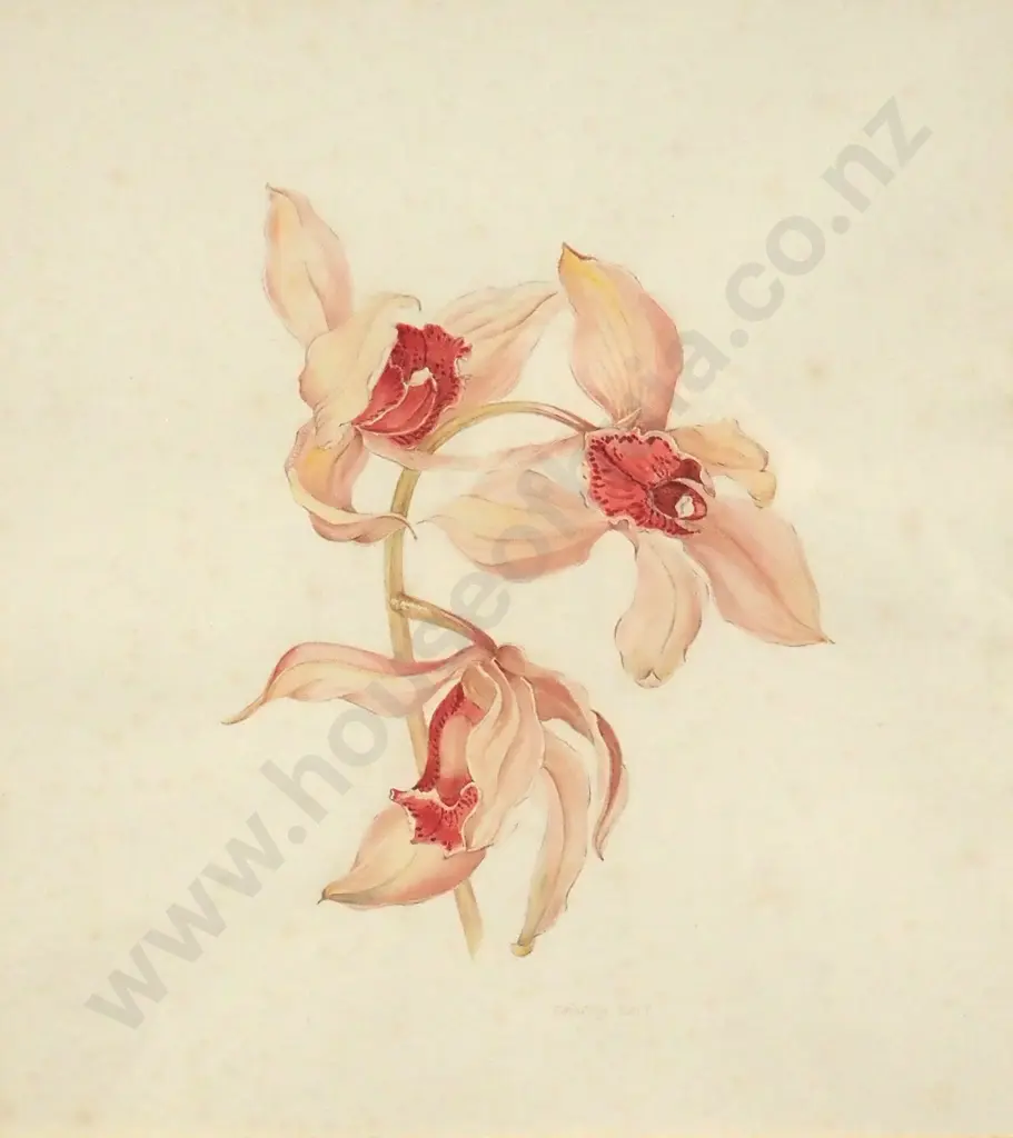 N. Hartley Tutiss. Orchid Study. Watercolour & Pencil. Image 1++