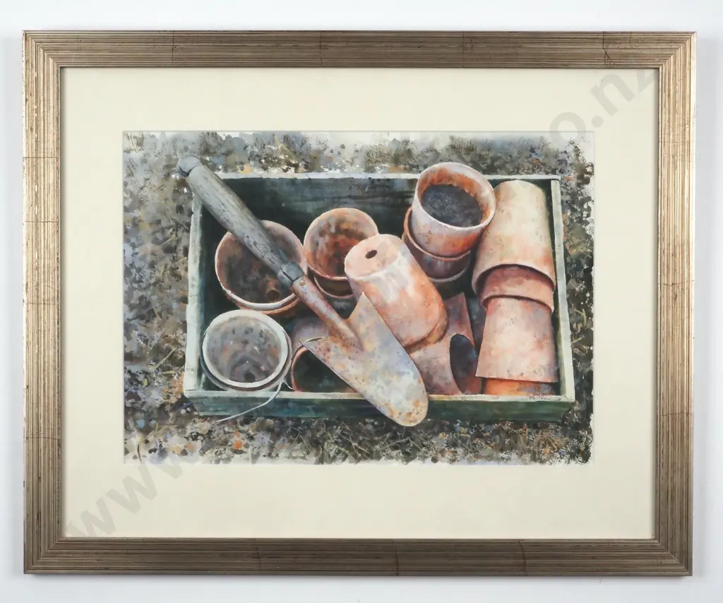 R.M. Bolton. Still Life - Garden Pots. Watercolour. Image 1++