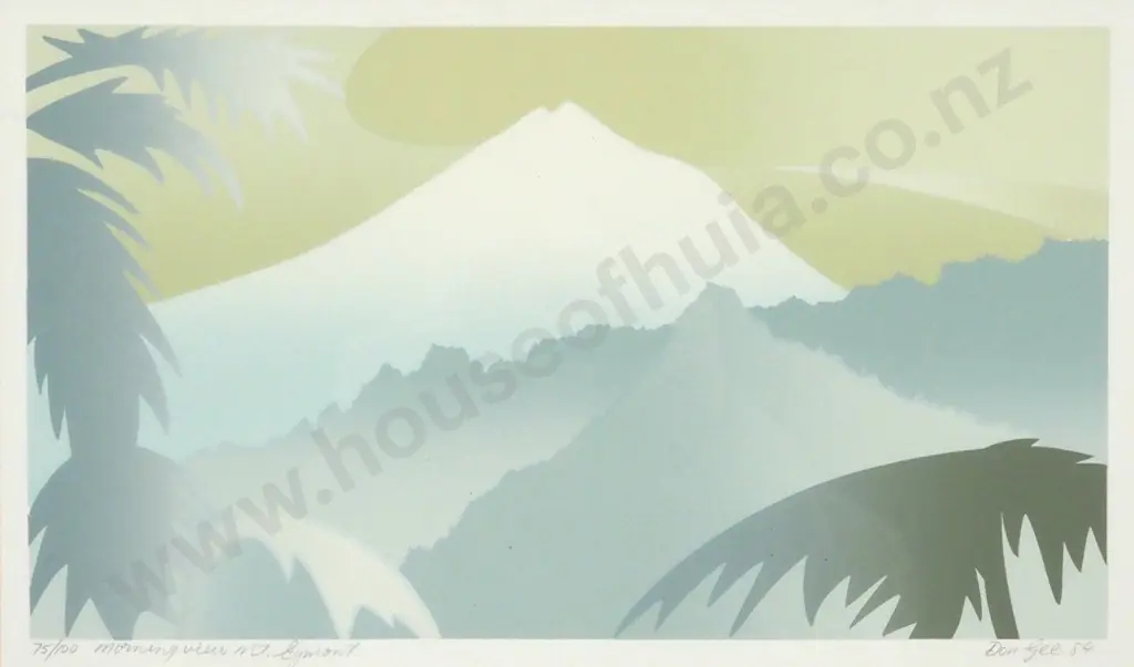 Don Gee. 1984. Morning View Mt Egmont.Numbered Print 75/100. Image 1++