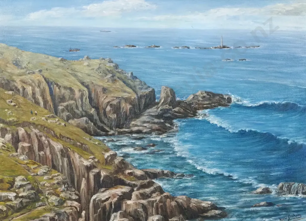 Millie Jackson, Craggy Cornish Coastline. Oil On Board. Image 1++
