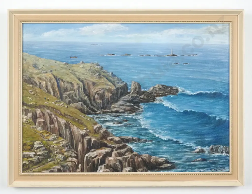 Millie Jackson, Craggy Cornish Coastline. Oil On Board. Image 1++