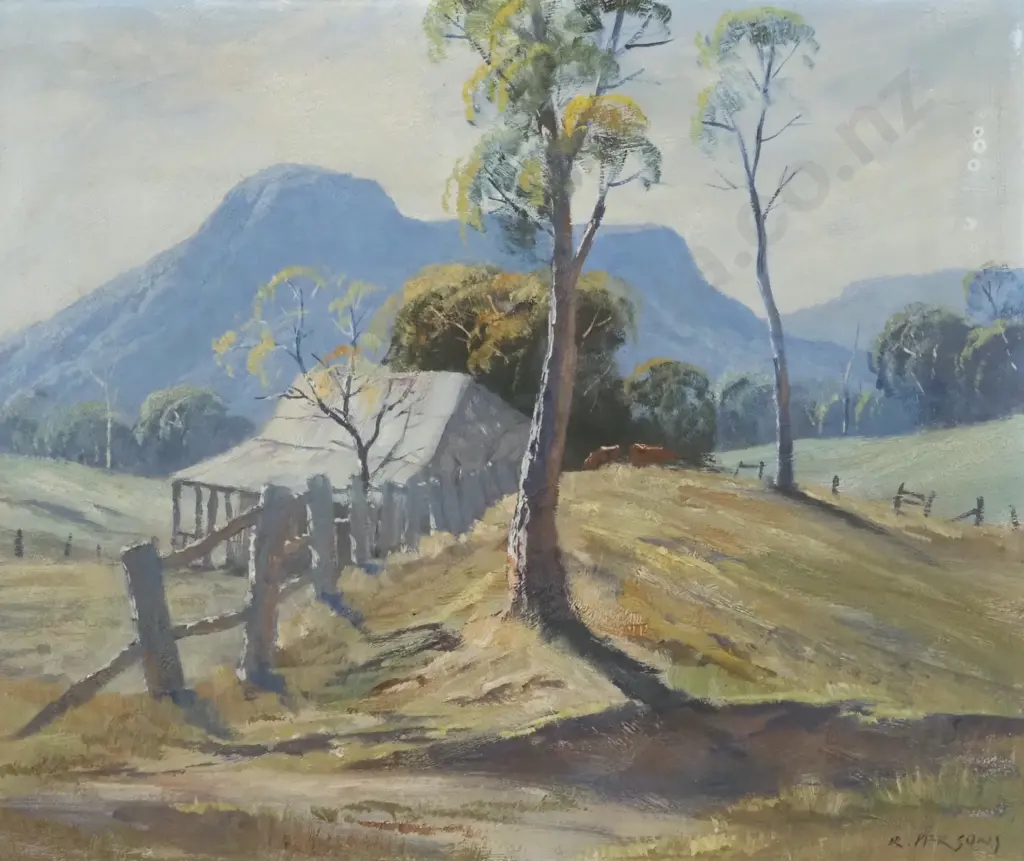 R. Parsons. Farm Scene. Oil on Board. Image 1++