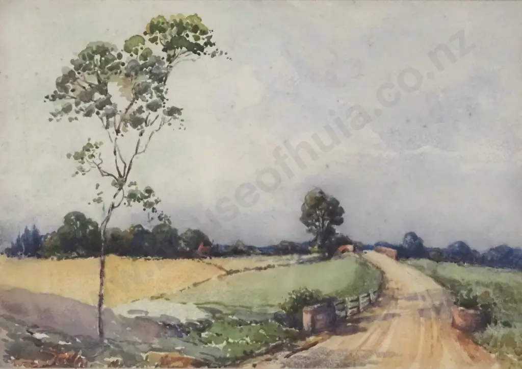 Landscape. Country Scene - Over the Bridge & Off to the Manor House. Watercolour. Image 1++
