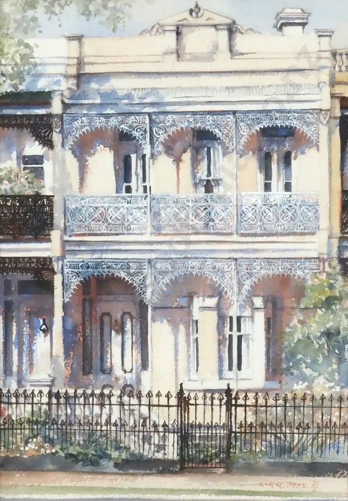 Lynne Deans. 1998. Melbourne Victorian House. Watercolour. Image 1++