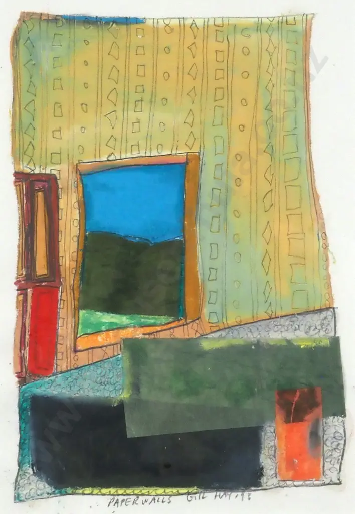Gill Hays. 1993. Paper Walls. Watercolour Collage Paper & Tissue. Image 1++