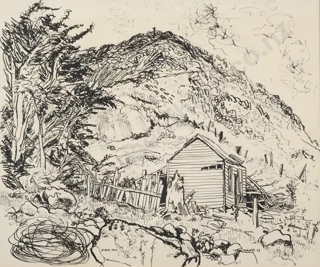 Margetts. 1973. Le Bons Peak, Banks Peninsula. Possibly  Ink/Lithograph or Print on Paper Image 1++