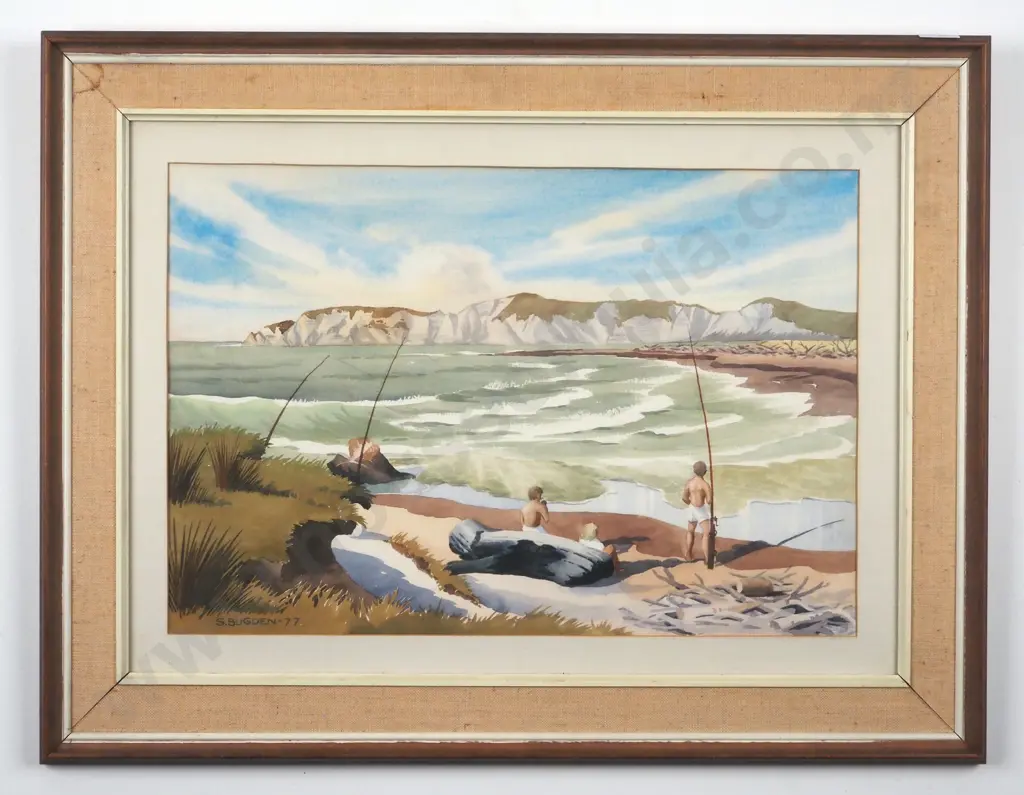 Stan Bugden.'1977. Rising Tide' Waipaoa River Mouth. Watercolour. Image 1++