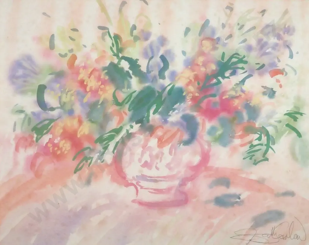 Sally Carlaw, Still LIfe With Flowers. Watercolour. Image 1++