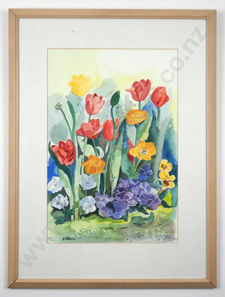 N. Albers. Flowers the Garden. Watercolour. Image 1++
