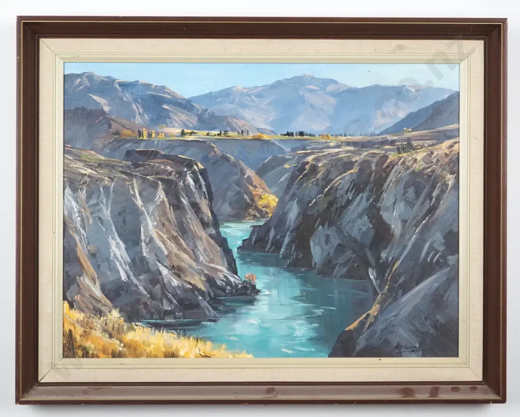 M. F Soper. The Kawarau Gorge. Oil On Board. Image 1++