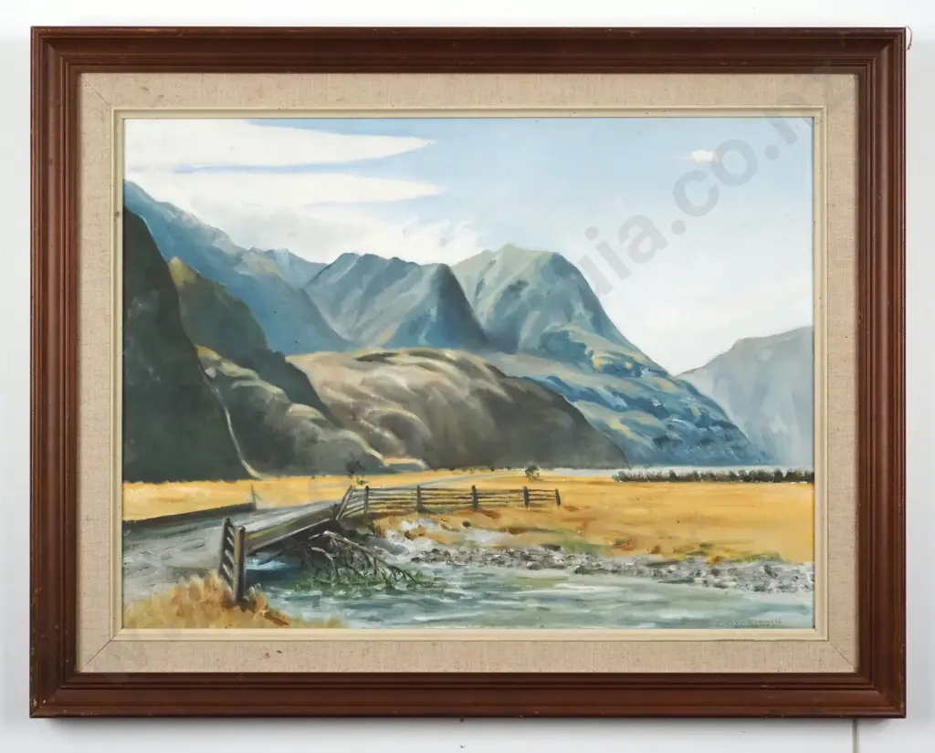 C. Macintosh. South Island Scene. Oil on Canvas Board. Image 1++