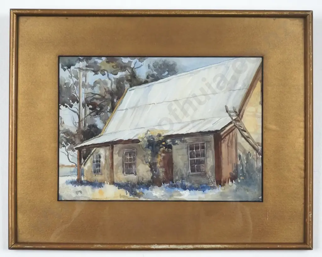 Unsigned on front. Cob Cottage. Water Colour on Paper. Image 1++