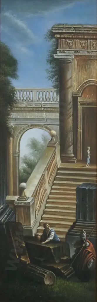 Guarding the Stone. Scene From Ancient Rome.  Oil  on Board. Image 1++