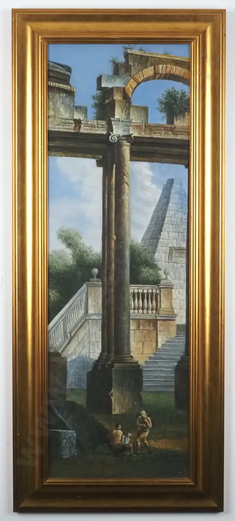 In a Monumental Shadow.  Scene from Ancient Rome. Oil on Board. Image 1++