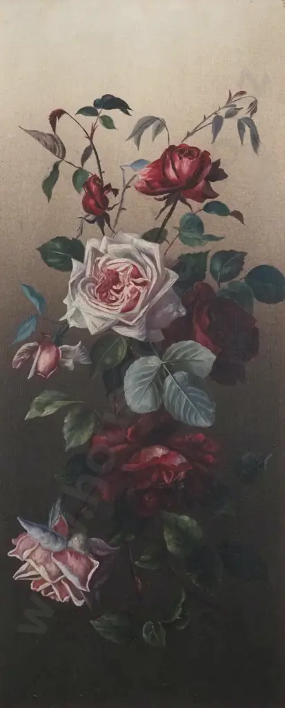 Unsigned. Still Life - Roses. Photolithograhic Print. Image 1++