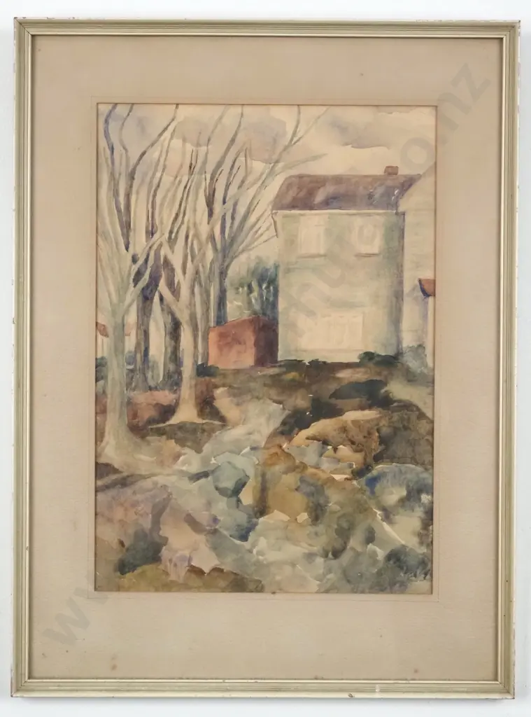 River/Building Scene. Watercolour. Image 1++