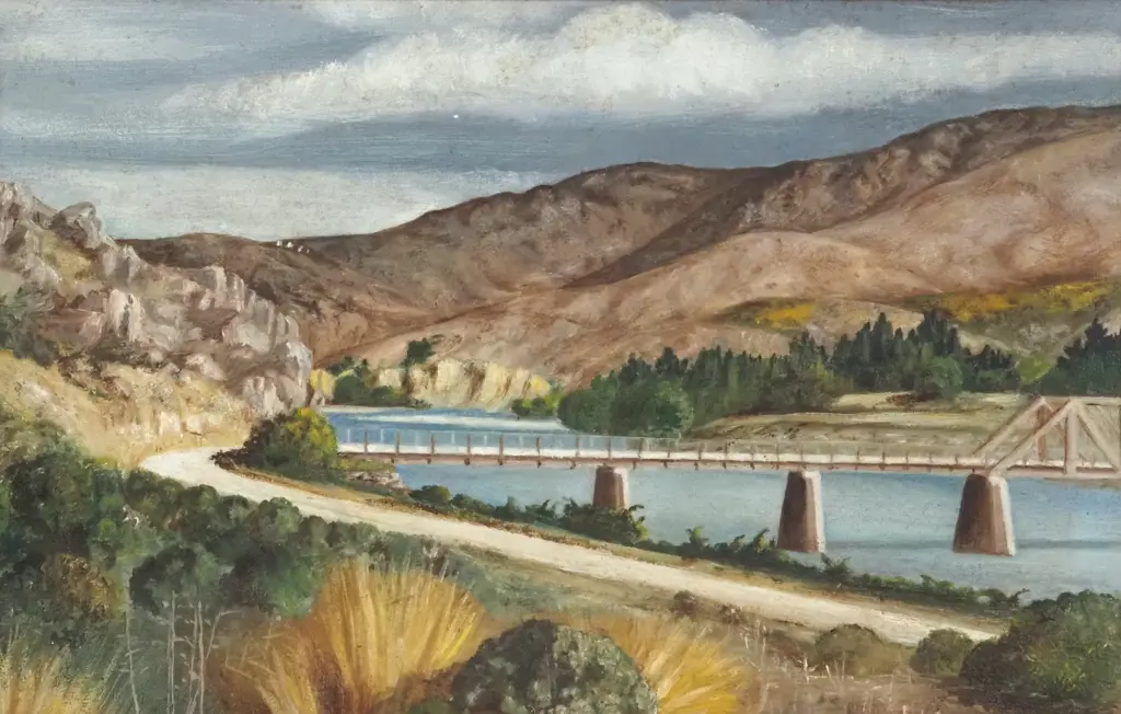 E. A. Urquhart. Waitaki/Kurow. Oil on Board. Image 1++