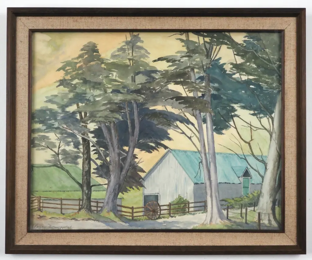 Nancy (Possibly) Thompson. 1976. Farm Scene - Allan's (Possibly) Beach. Watercolour. Image 1++