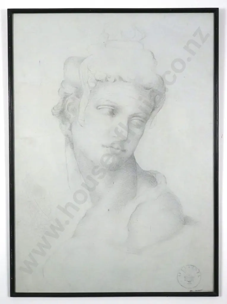 Very Large Signed Pencil Portrait Sketch. Image 1++