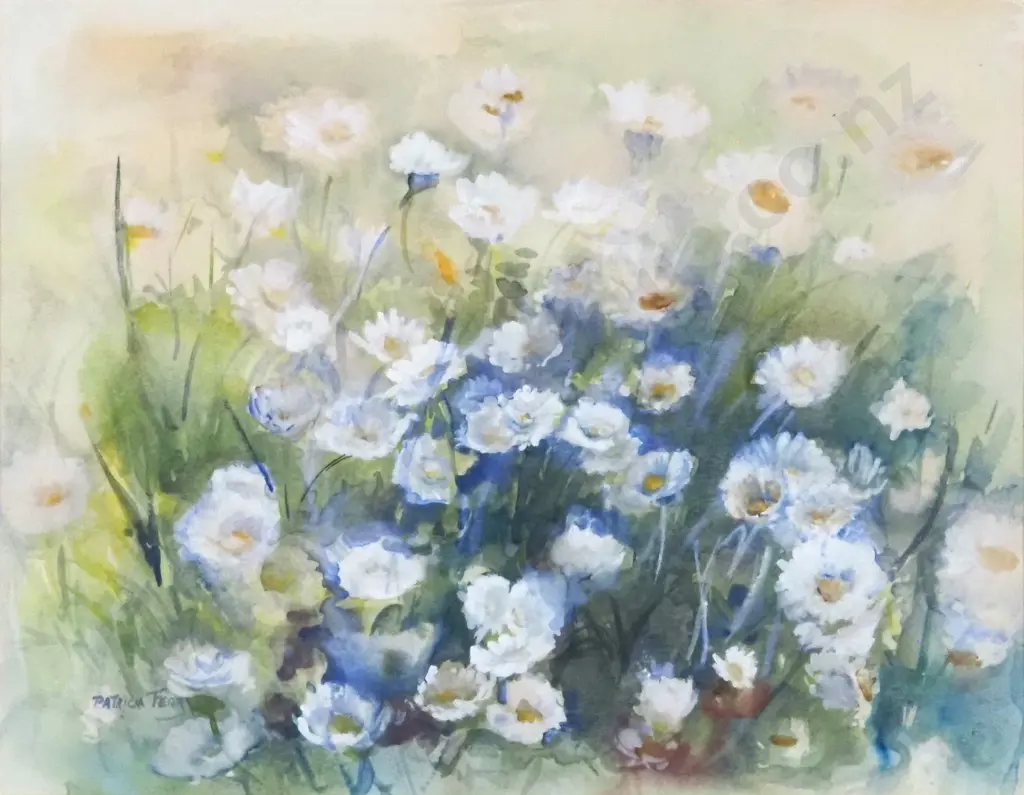 Patrica Fear. 1988. Daisies in My Garden. Watercolour on Paper. Image 1++