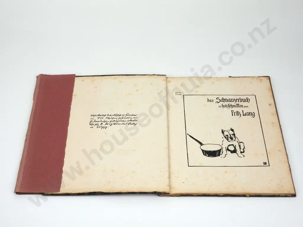 Schnauzer Buch In Holzschnitten Von Fritz Lang. First Edition, Limited to 400. Woodcut Illustrations Of The Schauzer Dog Image 1++