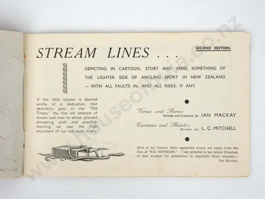 Stream Lines. Depictin In Cartoon, Story & Verse, Something Of the Lighter Side Of Angling Sport In New Zealand  Image 1++