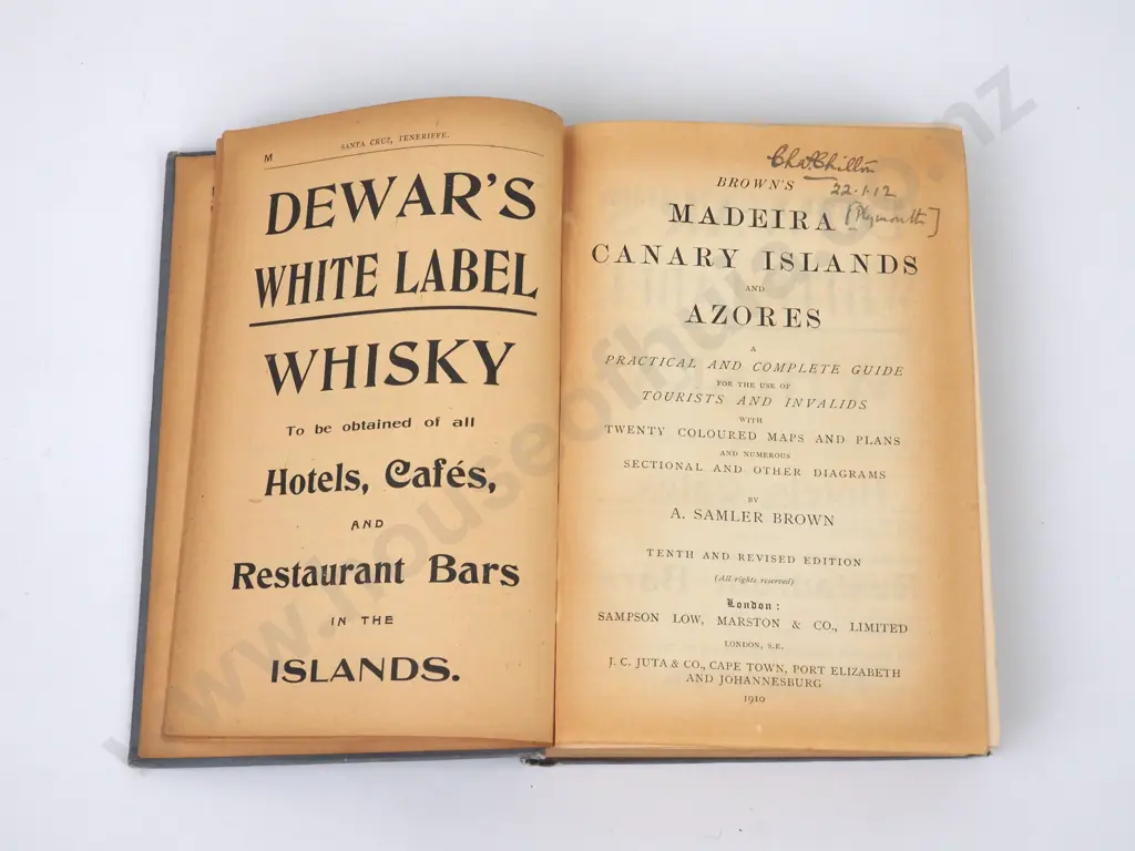 A. Samler Brown, Brown's Madiera, Canary Islands and Azores, Sampson Low Ltd, 1910 Image 1++