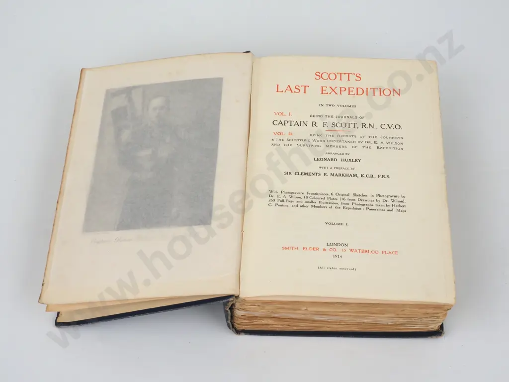 Huxley, Leonard; Scott's Last Expedition, 2 Vols; Smith Elder & Co., 1914. Image 1++