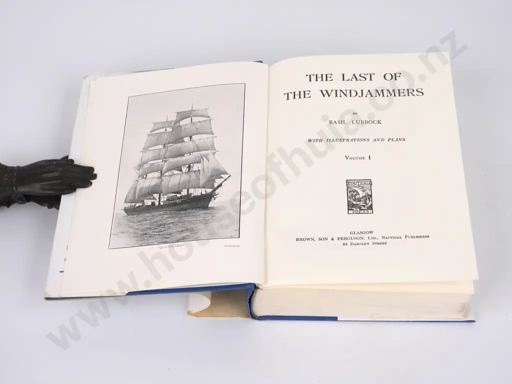 Lubbock, Basil; The Last of the Windjammers; Two Volumes; Brown & Ferguson, Reprint 1970. Image 1++