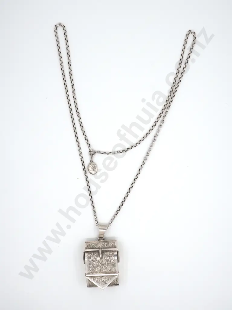 Sterling Silver Buckle Pendant on Belcher Chain Image 1++
