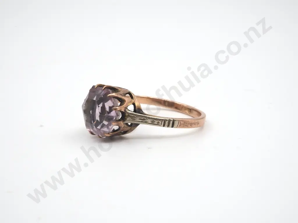 Antique 9ct Gold & Amethyst Ring Image 1++