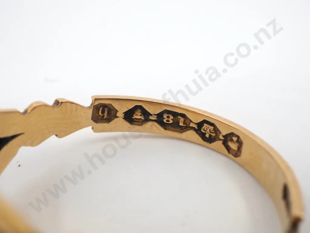 18ct Gold & Enamel Mourning Ring London 1857 Image 1++