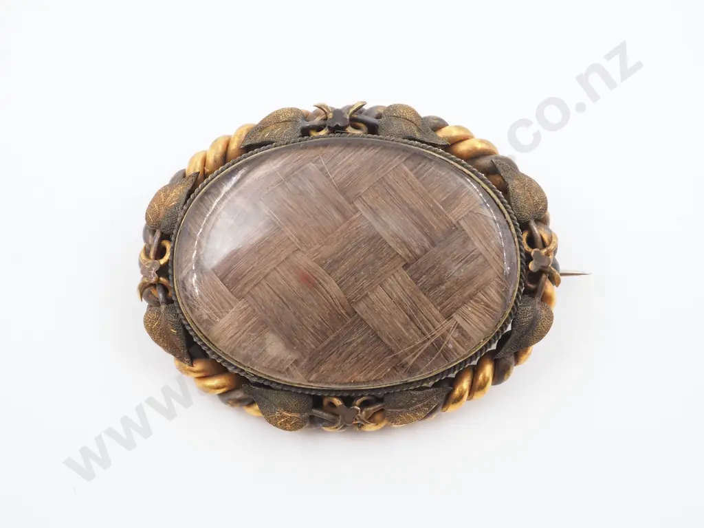 Magnificent Large Mourning Brooch in Rolled Gold Image 1++