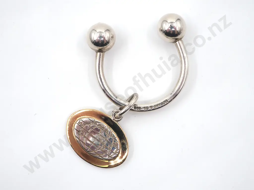 Tiffany & Co Sterling Silver & 18ct  Yellow Gold Key Ring Image 1++