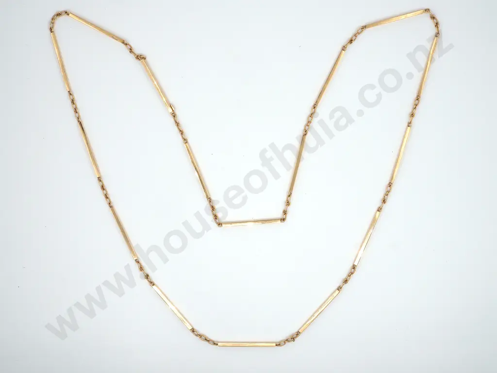 Gold 14ct Chain  w Cable Style Chain  Between Square Tube Style Links Image 1++