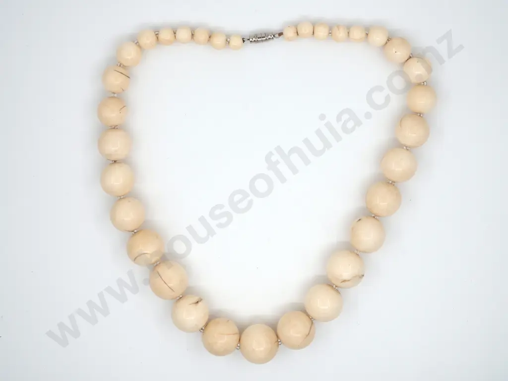 Graduated Necklace of Ivory Beads Image 1++